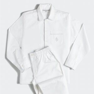 Four Seasons Hotel White Button-Up Pajama Shirt